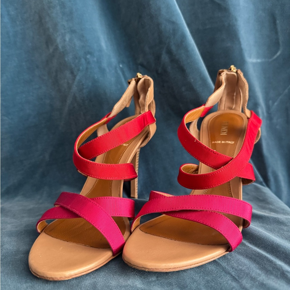 Fendi Vibrant Pink Strappy Heels
